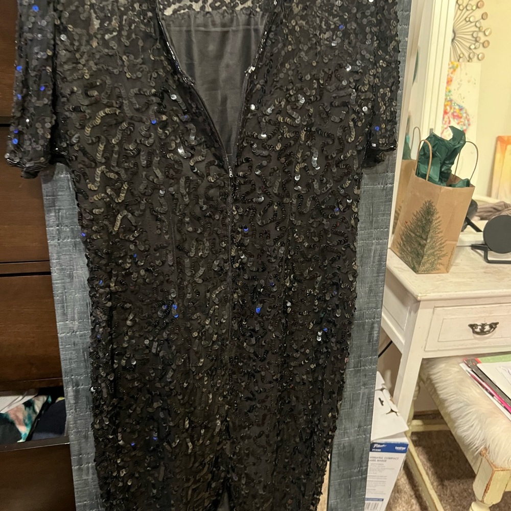 Leslie Fay Black and Blue Sequin Dress